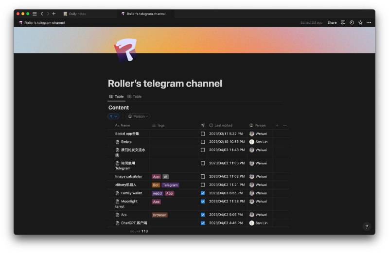 我们的发文流水线📝 我们两位（Weiwei & Sen）曾经都分别尝试过制作日/周报或是类似 Newsletter 的刊物，但是都没有坚持下来