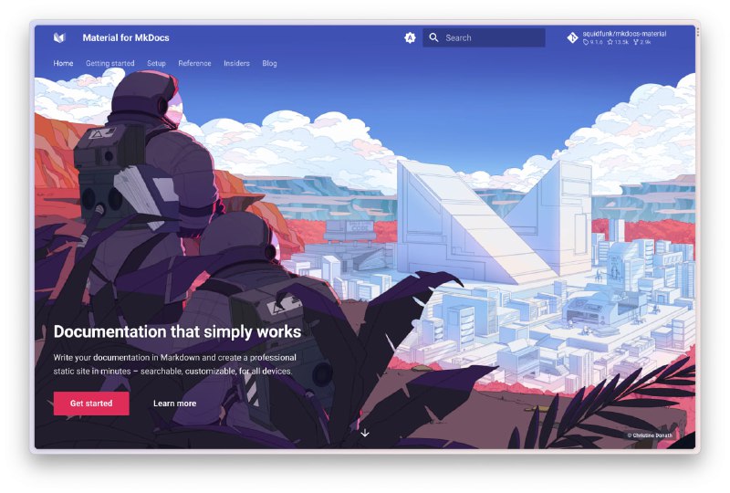 #GitHub #静态网站生成器 #Python▎mkdocs-materialMkdocs 是一款基于 Python 的静态网站生成器，它的速度比起 Hugo 也不赖，Material 是最强大 [^1]、功能最丰富的 Mkdocs 主题 [^2]它上手难度极低，文档详细，你可以用它搭建自己的在线知识库、个人博客站点、项目文档