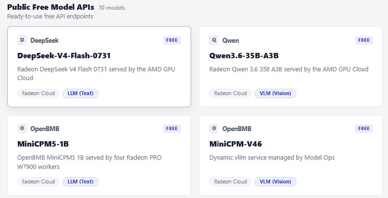 Cherry Studio可添加AMD GPU Cloud模型服务，每天免费10美元 改成每天1刀了 额度，可免费使用DS v4 0731不想用Cherry也可以到这里申请：