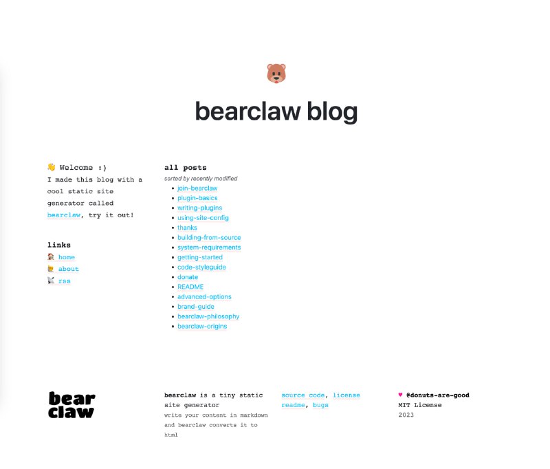 #GitHub #Golang▎bearclaw一个小型的快速 #静态网站 #生成器 支持 #RSS项目：