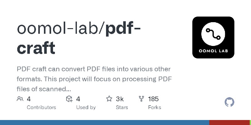 GitHub - oomol-lab/pdf-craft: PDF craft can convert PDF files into various other formats. This project will focus on processing…
