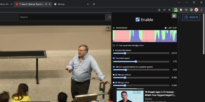 GitHub - WofWca/jumpcutter: ⏩ Fast-forwards long pauses between sentences — watch lectures ~1.5x faster (browser extension)