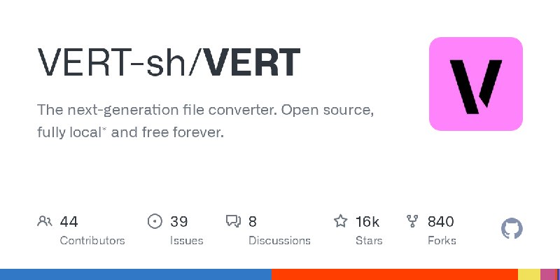 GitHub - VERT-sh/VERT: The next-generation file converter. Open source, fully local* and free forever.