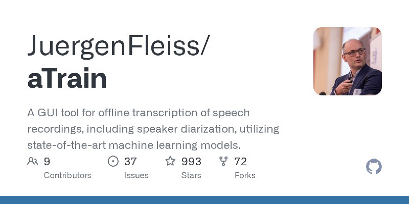 GitHub - JuergenFleiss/aTrain: A GUI tool for offline transcription of speech recordings, including speaker diarization, utilizing…