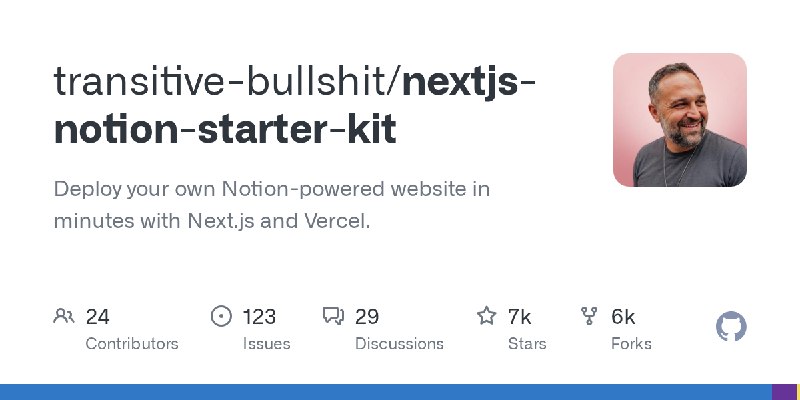 GitHub - transitive-bullshit/nextjs-notion-starter-kit: Deploy your own Notion-powered website in minutes with Next.js and Vercel.