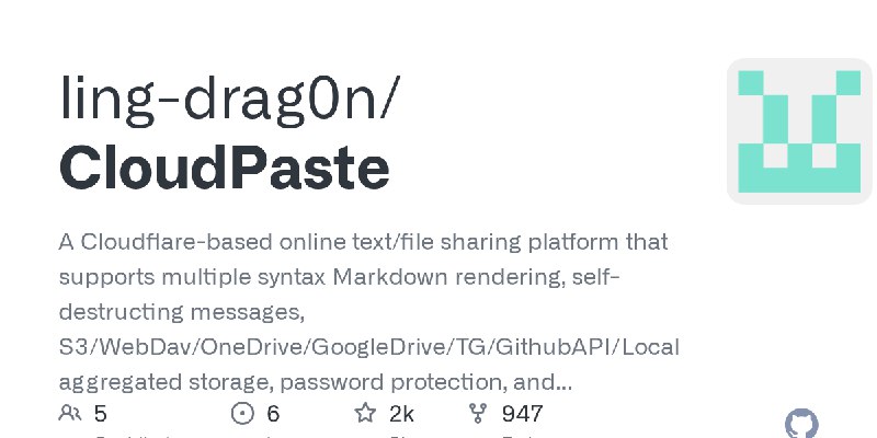 GitHub - ling-drag0n/CloudPaste: A Cloudflare-based online text/file sharing platform that supports multiple syntax Markdown rendering…