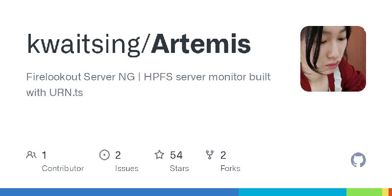GitHub - kwaitsing/Artemis: Firelookout Server NG | HPFS server monitor built with URN.ts