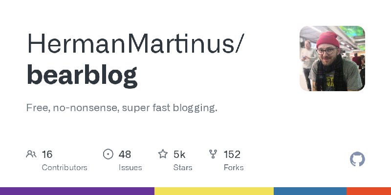 GitHub - HermanMartinus/bearblog: Free, no-nonsense, super fast blogging.