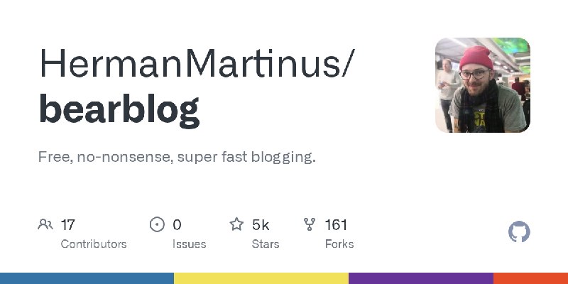 GitHub - HermanMartinus/bearblog: Free, no-nonsense, super fast blogging.