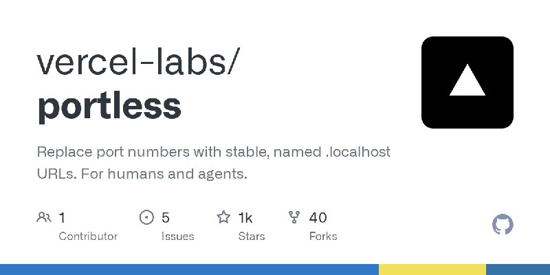 GitHub - vercel-labs/portless: Replace port numbers with stable, named .localhost URLs. For humans and agents.