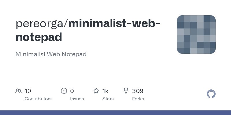 GitHub - pereorga/minimalist-web-notepad: Minimalist Web Notepad