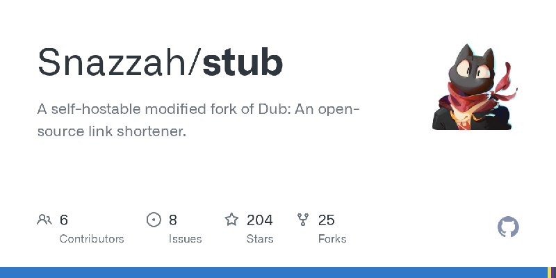 GitHub - Snazzah/stub: A self-hostable modified fork of Dub: An open-source link shortener.