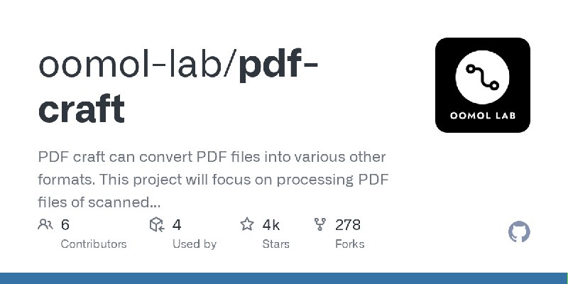 GitHub - oomol-lab/pdf-craft: PDF craft can convert PDF files into various other formats. This project will focus on processing…