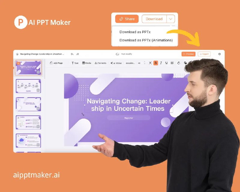 AI PPT Maker：免费在线AI PowerPoint生成器