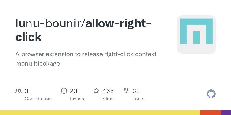 GitHub - lunu-bounir/allow-right-click: A browser extension to release right-click context menu blockage