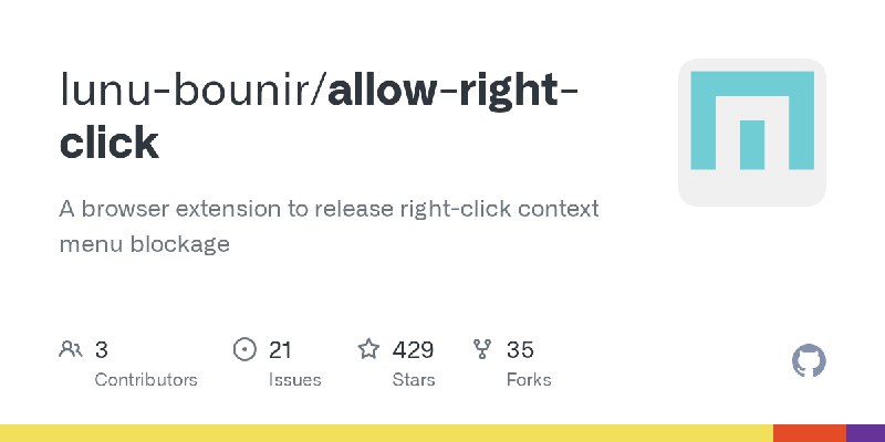 GitHub - lunu-bounir/allow-right-click: A browser extension to release right-click context menu blockage