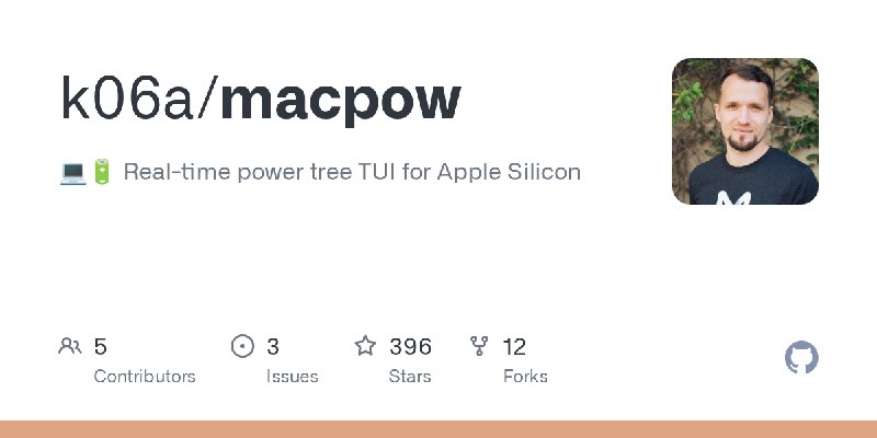 GitHub - k06a/macpow: 💻🔋 Real-time power tree TUI for Apple Silicon