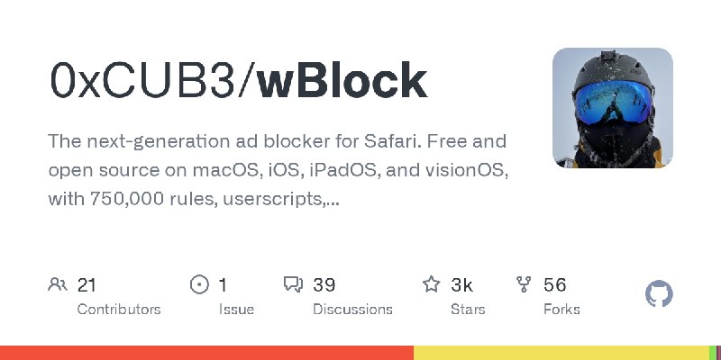GitHub - 0xCUB3/wBlock: The next-generation ad blocker for Safari. Free and open source on macOS, iOS, iPadOS, and visionOS, with…