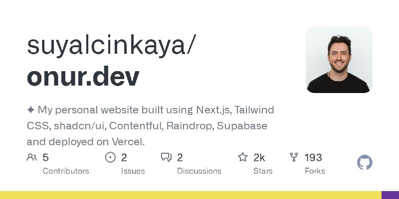 GitHub - suyalcinkaya/onur.dev: ✦ My personal website built using Next.js, Tailwind CSS, shadcn/ui, Contentful, Raindrop, Supabase…