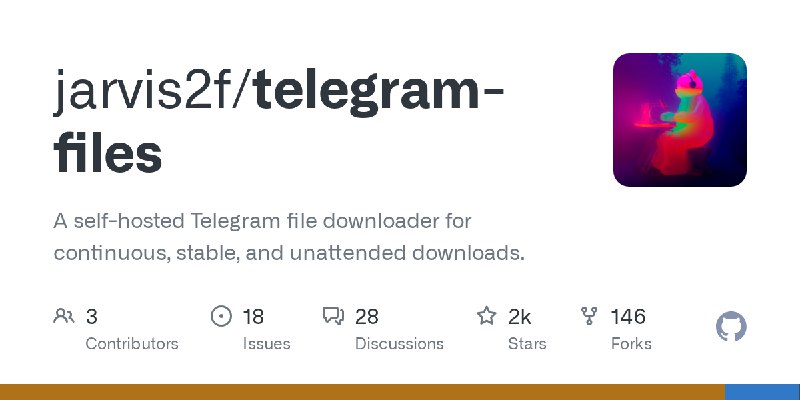 GitHub - jarvis2f/telegram-files: A self-hosted Telegram file downloader for continuous, stable, and unattended downloads.