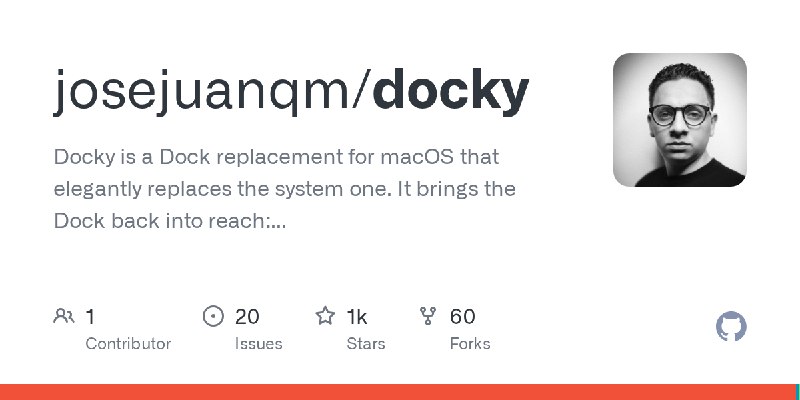 GitHub - josejuanqm/docky: Docky is a Dock replacement for macOS that elegantly replaces the system one. It brings the Dock back…