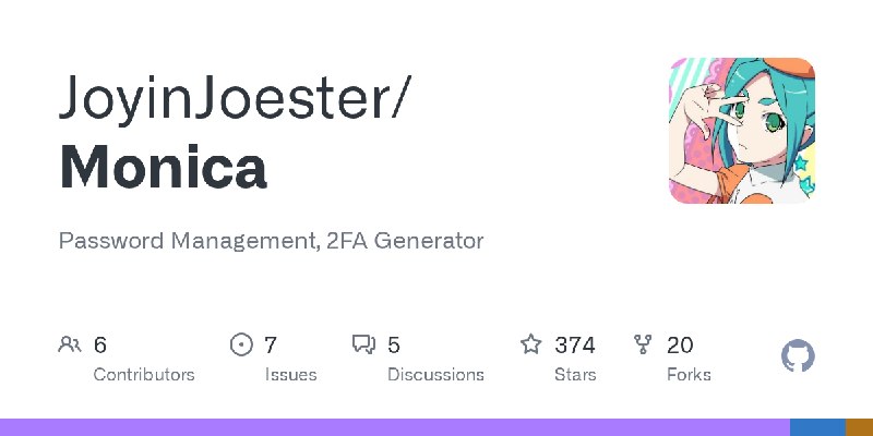 GitHub - JoyinJoester/Monica: Password Management, 2FA Generator