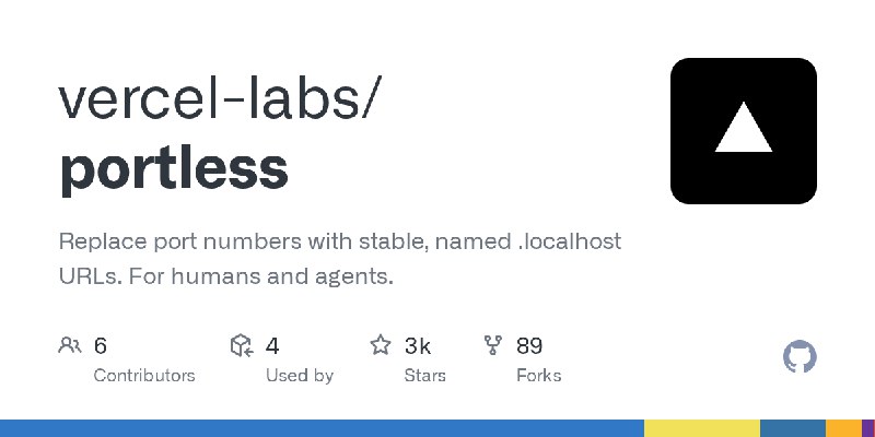 GitHub - vercel-labs/portless: Replace port numbers with stable, named .localhost URLs. For humans and agents.
