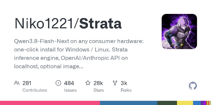 GitHub - Niko1221/Strata: Qwen3.8-Flash-Next on any consumer hardware: one-click install for Windows / Linux. Strata inference…