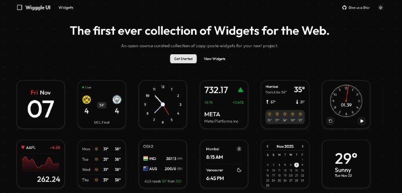 Wigggle UI 一组网页小挂件，做的还挺漂亮，shadcn 可以直接安装