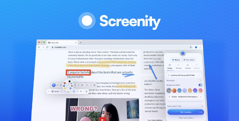 GitHub - alyssaxuu/screenity: The free and privacy-friendly screen recorder with no limits 🎥