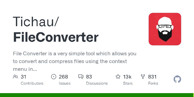GitHub - Tichau/FileConverter: File Converter is a very simple tool which allows you to convert and compress files using the context…