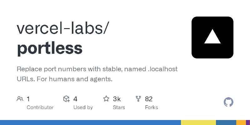GitHub - vercel-labs/portless: Replace port numbers with stable, named .localhost URLs. For humans and agents.