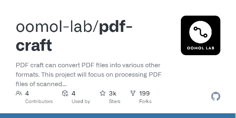 GitHub - oomol-lab/pdf-craft: PDF craft can convert PDF files into various other formats. This project will focus on processing…