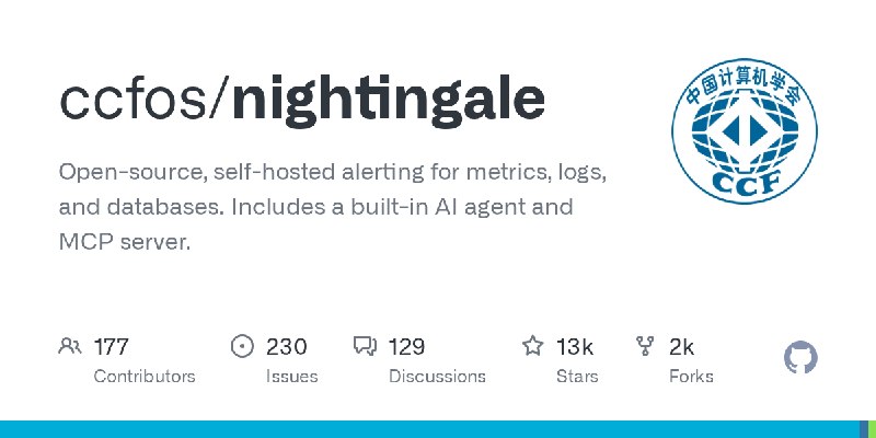 GitHub - ccfos/nightingale: Open-source, self-hosted alerting for metrics, logs, and databases. Includes a built-in AI agent and…