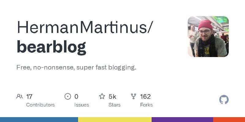 GitHub - HermanMartinus/bearblog: Free, no-nonsense, super fast blogging.