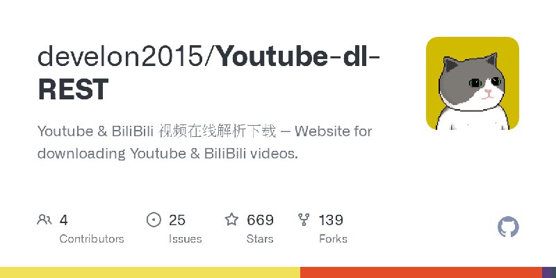 GitHub - develon2015/Youtube-dl-REST: Youtube & BiliBili 视频在线解析下载 -- Website for downloading Youtube & BiliBili videos.