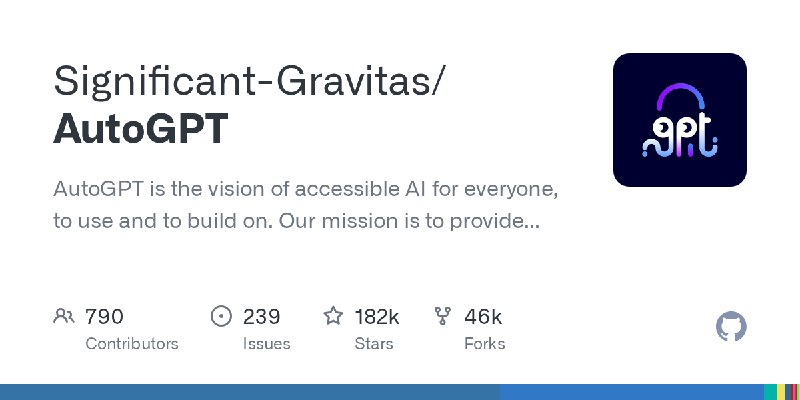 GitHub - Significant-Gravitas/AutoGPT: AutoGPT is the vision of accessible AI for everyone, to use and to build on. Our mission…