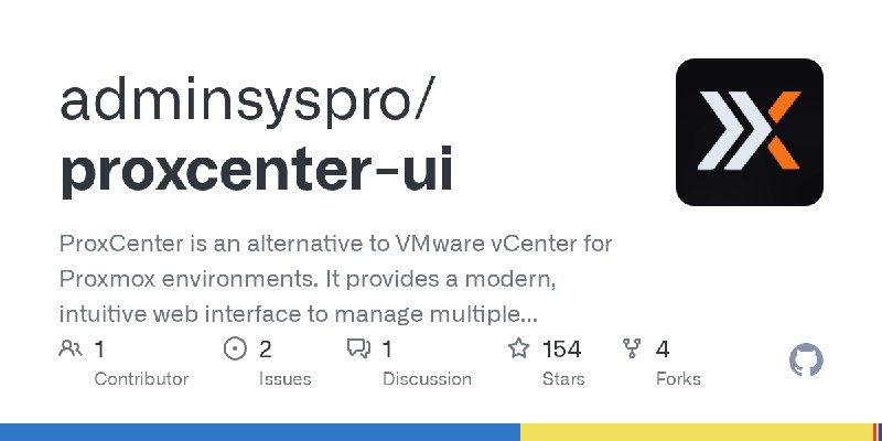 GitHub - adminsyspro/proxcenter-ui: ProxCenter is an alternative to VMware vCenter for Proxmox environments. It provides a modern…