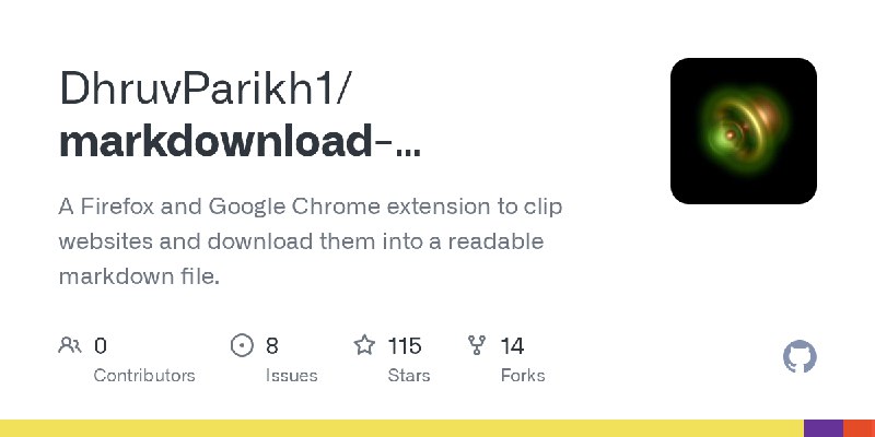 GitHub - DhruvParikh1/markdownload-extension-updated: A Firefox and Google Chrome extension to clip websites and download them…
