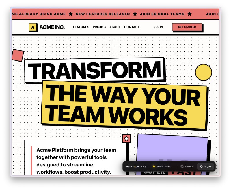 这个 Design Prompts 网站真不错，里边有 30+ 常见网页设计风格，提供了 Agent 的 Prompt