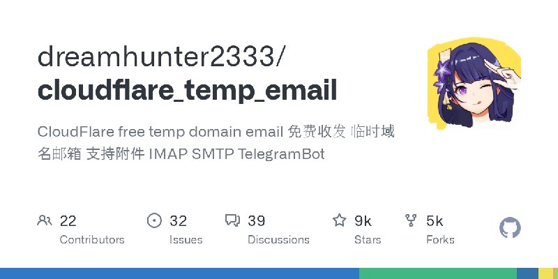 GitHub - dreamhunter2333/cloudflare_temp_email: CloudFlare free temp domain email 免费收发 临时域名邮箱 支持附件 IMAP SMTP TelegramBot