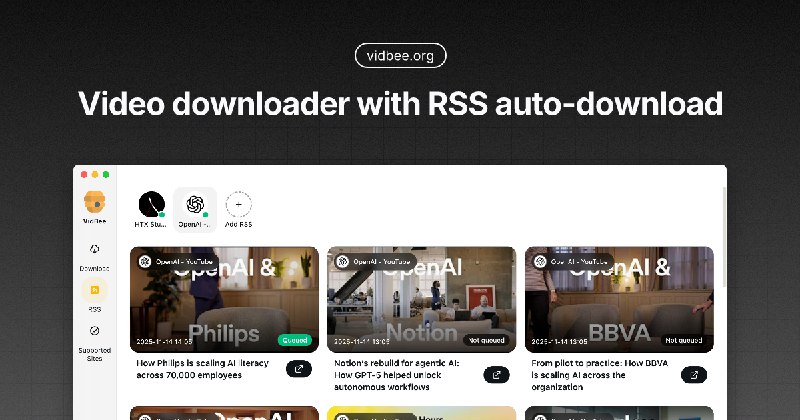 VidBee 官网 vidbee.org – 免费开源视频下载器