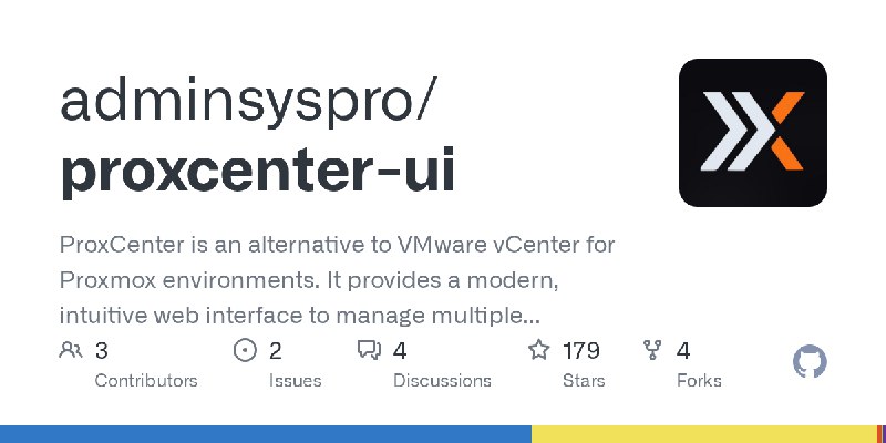 GitHub - adminsyspro/proxcenter-ui: ProxCenter is an alternative to VMware vCenter for Proxmox environments. It provides a modern…