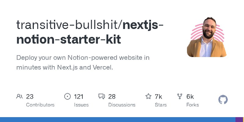 GitHub - transitive-bullshit/nextjs-notion-starter-kit: Deploy your own Notion-powered website in minutes with Next.js and Vercel.