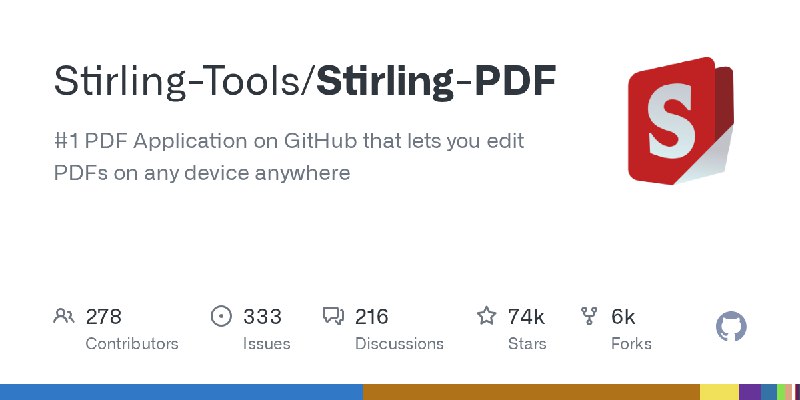 GitHub - Stirling-Tools/Stirling-PDF: #1 PDF Application on GitHub that lets you edit PDFs on any device anywhere