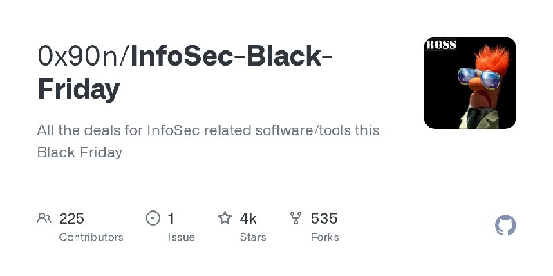 GitHub - 0x90n/InfoSec-Black-Friday: All the deals for InfoSec related software/tools this Black Friday