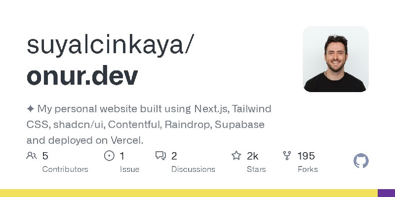 GitHub - suyalcinkaya/onur.dev: ✦ My personal website built using Next.js, Tailwind CSS, shadcn/ui, Contentful, Raindrop, Supabase…