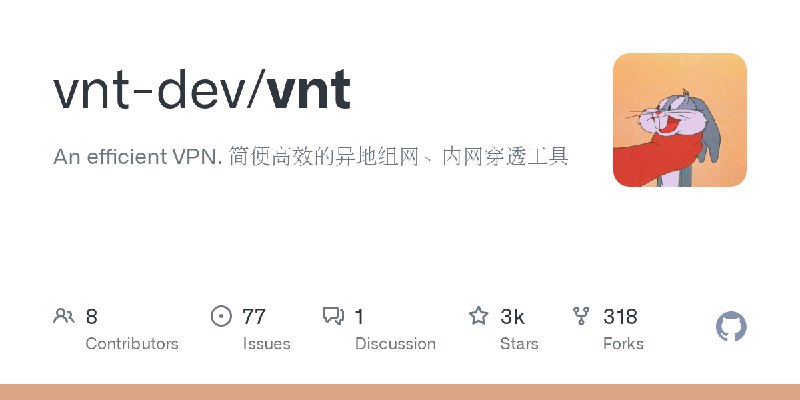 GitHub - vnt-dev/vnt: An efficient VPN. 简便高效的异地组网、内网穿透工具