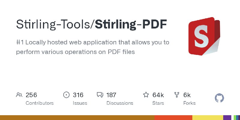 GitHub - Stirling-Tools/Stirling-PDF: #1 Locally hosted web application that allows you to perform various operations on PDF files