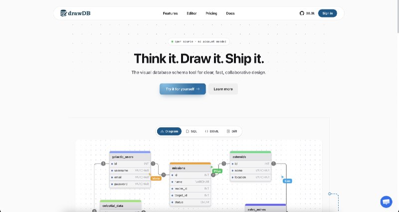 drawDB — Online Database Schema Design & ER Diagram Tool